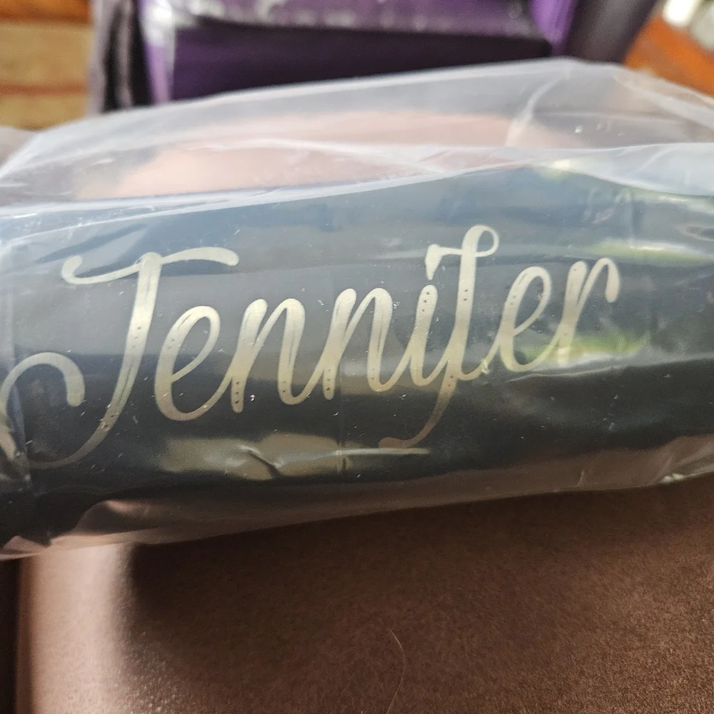 Black Personalized Stainless Steel Travel Mug - Custom Name Tumbler - JENNIFER